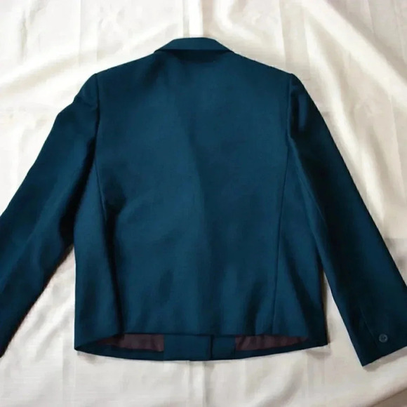 Vtg Garey Petites  Teal Wool Blazer - Picture 7 of 10